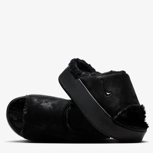Nike Black Plush Slides